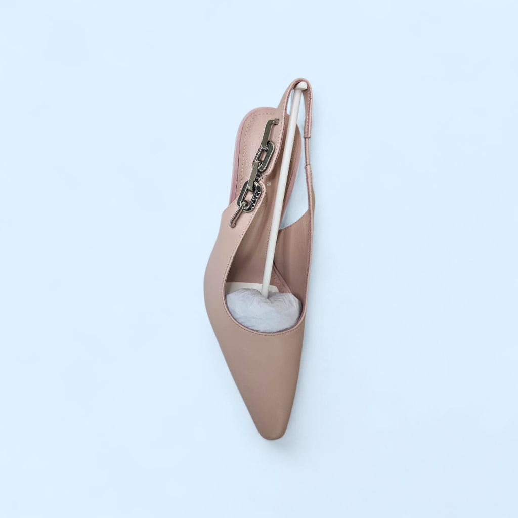 Blush Pink Chain-Detail Slingback Heels – Size 37