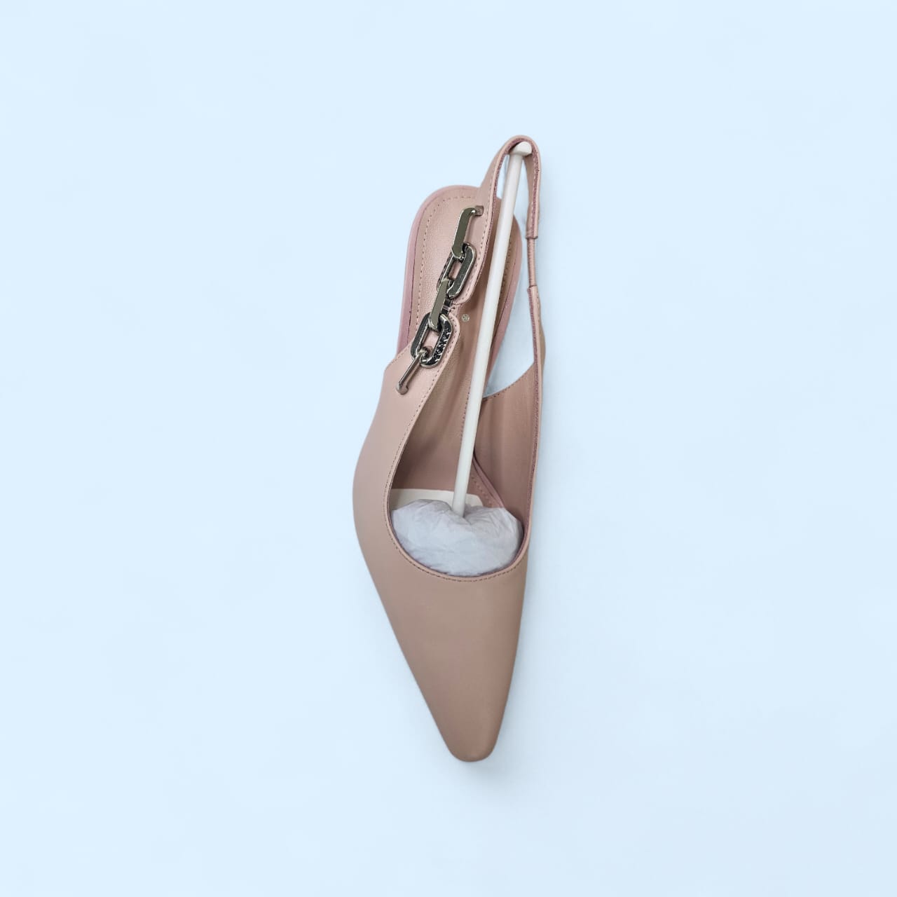 Blush Pink Chain-Detail Slingback Heels – Size 37
